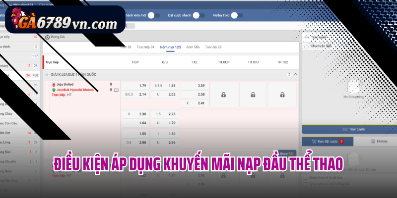 Điều kiện áp dụng khuyến mãi nạp đầu thể thao